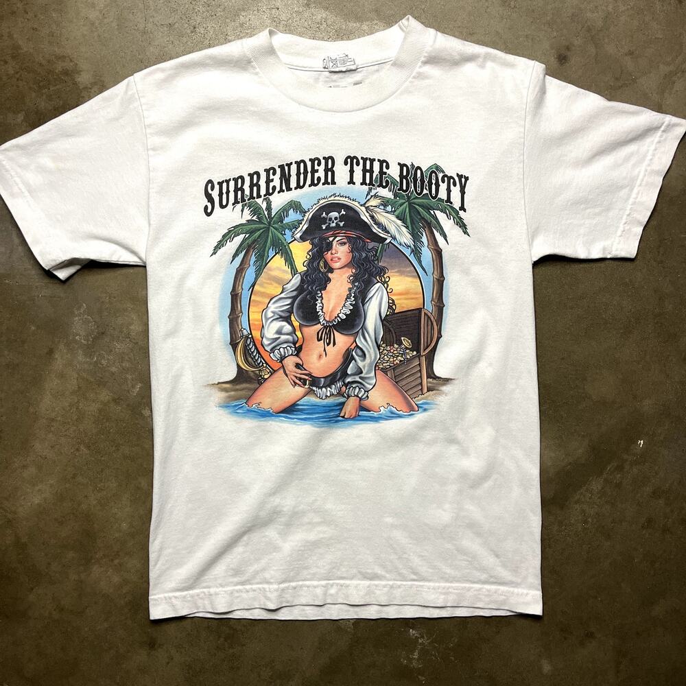Surrender The Booty T Shirt Mens S Vintage Graphic Tee White